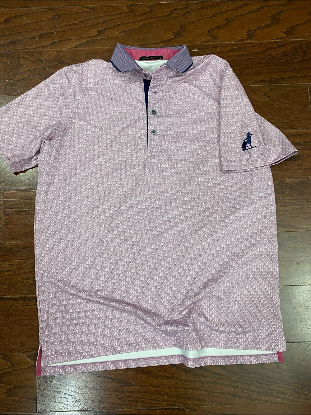Greyson Guardian G Golf Performance Polo Pink w/ Blue Collar L Preppy Summer